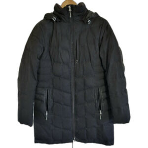 Lands' End Women's Size Medium Long Down Coat Black Pre-Owned Good Condition